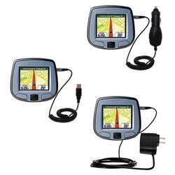 Gomadic Deluxe Kit for the Garmin StreetPilot i3 includes a USB cable with Car and Wall Charger - Br