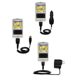 Gomadic Deluxe Kit for the Garmin iQue 3200 includes a USB cable with Car and Wall Charger - Brand w