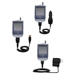Gomadic Deluxe Kit for the Handspring Treo 180 includes a USB cable with Car and Wall Charger - Bran