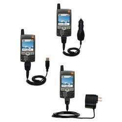 Gomadic Deluxe Kit for the Handspring Treo 600 includes a USB cable with Car and Wall Charger - Bran