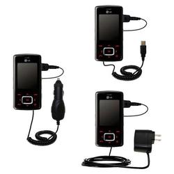 Gomadic Deluxe Kit for the LG KG800 includes a USB cable with Car and Wall Charger - Brand w/ TipExc