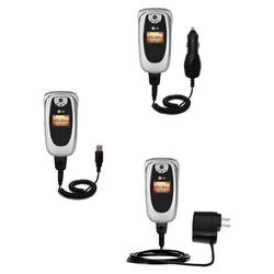 Gomadic Deluxe Kit for the LG PM-225 includes a USB cable with Car and Wall Charger - Brand w/ TipEx