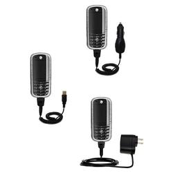 Gomadic Deluxe Kit for the Motorola E1120 includes a USB cable with Car and Wall Charger - Brand w/