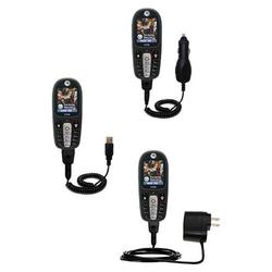 Gomadic Deluxe Kit for the Motorola E378i includes a USB cable with Car and Wall Charger - Brand w/