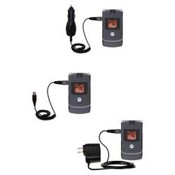 Gomadic Deluxe Kit for the Motorola RAZR V3c includes a USB cable with Car and Wall Charger - Brand
