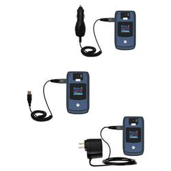 Gomadic Deluxe Kit for the Motorola RAZR V3x includes a USB cable with Car and Wall Charger - Brand