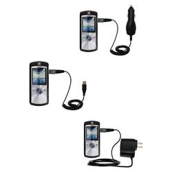 Gomadic Deluxe Kit for the Motorola SLVR L7 includes a USB cable with Car and Wall Charger - Brand w