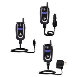 Gomadic Deluxe Kit for the Motorola V620 includes a USB cable with Car and Wall Charger - Brand w/ T
