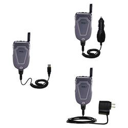 Gomadic Deluxe Kit for the Motorola ic402 Blend includes a USB cable with Car and Wall Charger - Bra