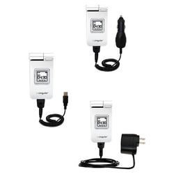 Gomadic Deluxe Kit for the Samsung SGH-D307 includes a USB cable with Car and Wall Charger - Brand w