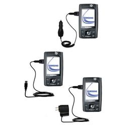 Gomadic Deluxe Kit for the Samsung SGH-D800 includes a USB cable with Car and Wall Charger - Brand w