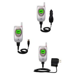 Gomadic Deluxe Kit for the Samsung SGH-S100 includes a USB cable with Car and Wall Charger - Brand w