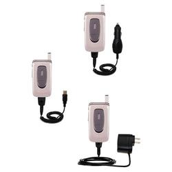 Gomadic Deluxe Kit for the Samsung SGH-X430 includes a USB cable with Car and Wall Charger - Brand w