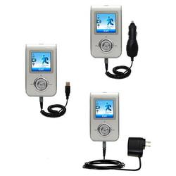 Gomadic Deluxe Kit for the Samsung Yepp YP-T7H includes a USB cable with Car and Wall Charger - Bran