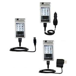 Gomadic Deluxe Kit for the Sony Clie NR70V includes a USB cable with Car and Wall Charger - Brand w/