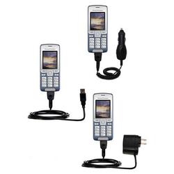Gomadic Deluxe Kit for the Sony Ericsson K310i includes a USB cable with Car and Wall Charger - Bran