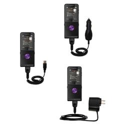 Gomadic Deluxe Kit for the Sony Ericsson W350a includes a USB cable with Car and Wall Charger - Bran