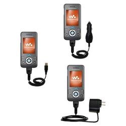 Gomadic Deluxe Kit for the Sony Ericsson W580c includes a USB cable with Car and Wall Charger - Bran