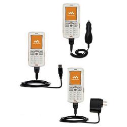 Gomadic Deluxe Kit for the Sony Ericsson W800 W800i includes a USB cable with Car and Wall Charger - Gomadic