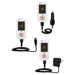Gomadic Deluxe Kit for the Sony Ericsson W900i includes a USB cable with Car and Wall Charger - Bran
