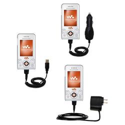 Gomadic Deluxe Kit for the Sony Ericsson Z750a includes a USB cable with Car and Wall Charger - Bran