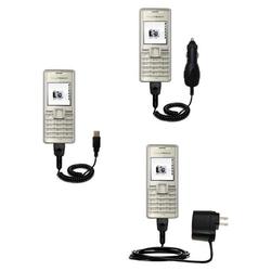 Gomadic Deluxe Kit for the Sony Ericsson k200i includes a USB cable with Car and Wall Charger - Bran