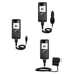 Gomadic Deluxe Kit for the Sony Ericsson k205a includes a USB cable with Car and Wall Charger - Bran