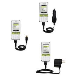 Gomadic Deluxe Kit for the Sony Ericsson k660i includes a USB cable with Car and Wall Charger - Bran