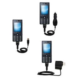 Gomadic Deluxe Kit for the Sony Ericsson k810i includes a USB cable with Car and Wall Charger - Bran