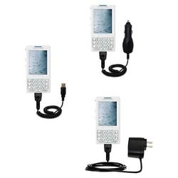 Gomadic Deluxe Kit for the Sony Ericsson m608c includes a USB cable with Car and Wall Charger - Bran