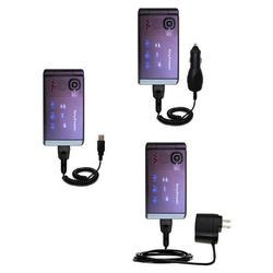 Gomadic Deluxe Kit for the Sony Ericsson w380i includes a USB cable with Car and Wall Charger - Bran