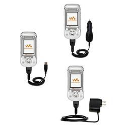Gomadic Deluxe Kit for the Sony Ericsson w550c includes a USB cable with Car and Wall Charger - Bran