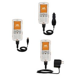 Gomadic Deluxe Kit for the Sony Ericsson w700c includes a USB cable with Car and Wall Charger - Bran