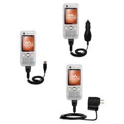 Gomadic Deluxe Kit for the Sony Ericsson w890c includes a USB cable with Car and Wall Charger - Bran