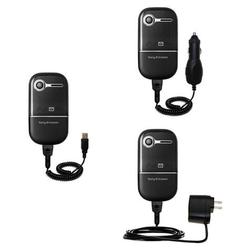 Gomadic Deluxe Kit for the Sony Ericsson z250a includes a USB cable with Car and Wall Charger - Bran