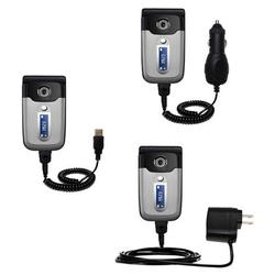 Gomadic Deluxe Kit for the Sony Ericsson z550a includes a USB cable with Car and Wall Charger - Bran