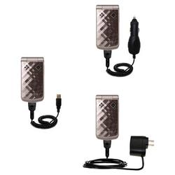 Gomadic Deluxe Kit for the Sony Ericsson z555a includes a USB cable with Car and Wall Charger - Bran