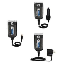 Gomadic Deluxe Kit for the Sony Ericsson z558i includes a USB cable with Car and Wall Charger - Bran