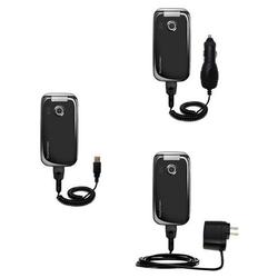 Gomadic Deluxe Kit for the Sony Ericsson z750c includes a USB cable with Car and Wall Charger - Bran