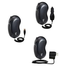 Gomadic Deluxe Kit for the Sony Walkman NW-E305 includes a USB cable with Car and Wall Charger - Bra