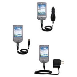 Gomadic Deluxe Kit for the i-Mate PDA-N PPC includes a USB cable with Car and Wall Charger - Brand w