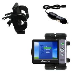 Gomadic Dream'eo Enza 20GB Auto Vent Holder with Car Charger - Uses TipExchange