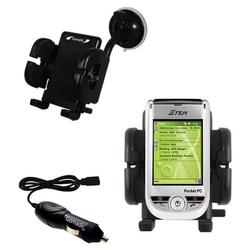 Gomadic ETEN M500 Auto Windshield Holder with Car Charger - Uses TipExchange