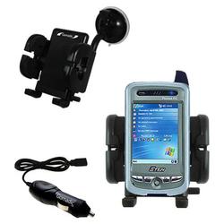 Gomadic ETEN P300B Auto Windshield Holder with Car Charger - Uses TipExchange