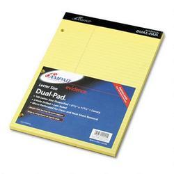Ampad/Divi Of American Pd & Ppr Evidence® Canary Dual Pad with 3 Margin, Law Rule, 100 Sheets
