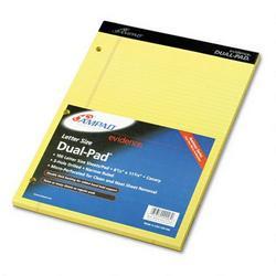 Ampad/Divi Of American Pd & Ppr Evidence® Canary Dual Pad with Narrow Rule, 8 1/2 x 11 3/4, 100 Sheets