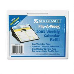 At-A-Glance Flip A Week® Desk Calendar Refill with QuickNotes®, 5 5/8 X 7, Blue/Yellow/Red