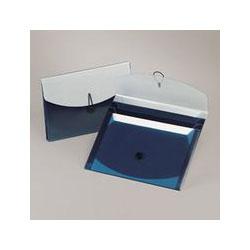 Esselte Pendaflex Corp. Four Pocket Poly Slide File, Elastic Loop Closure, Letter Size, Blue/Silver