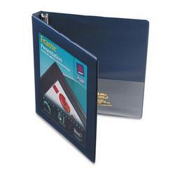 Avery-Dennison Framed Presentation Nonlocking Slant Ring View Binder, 1/2 Capacity, Navy Blue