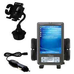 Gomadic Fujitsu Loox 710 Auto Cup Holder with Car Charger - Uses TipExchange